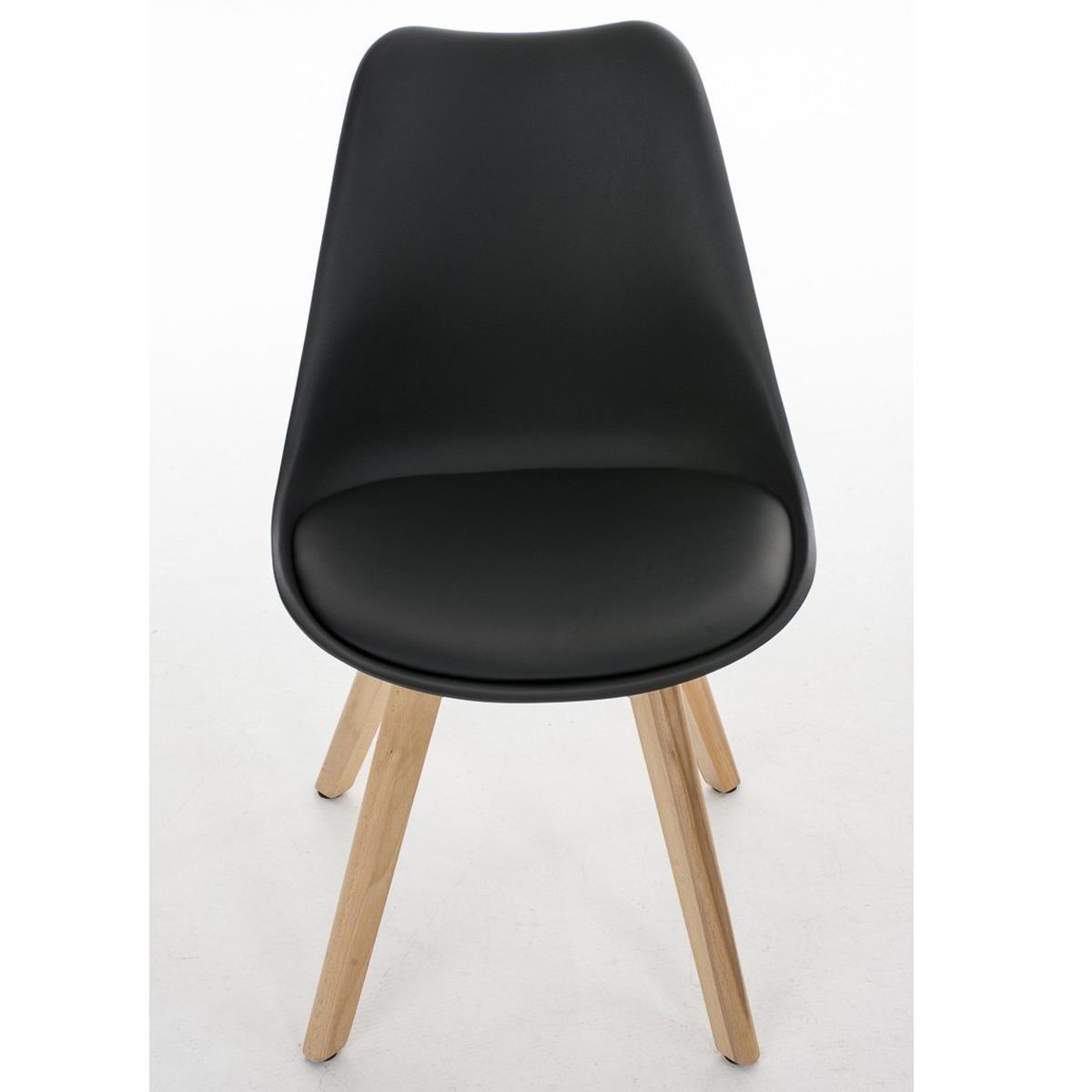 Silla de Diseño / Confidente BOSFORO, Patas de Madera Claras, Estructura en Plástico y Piel color Negro