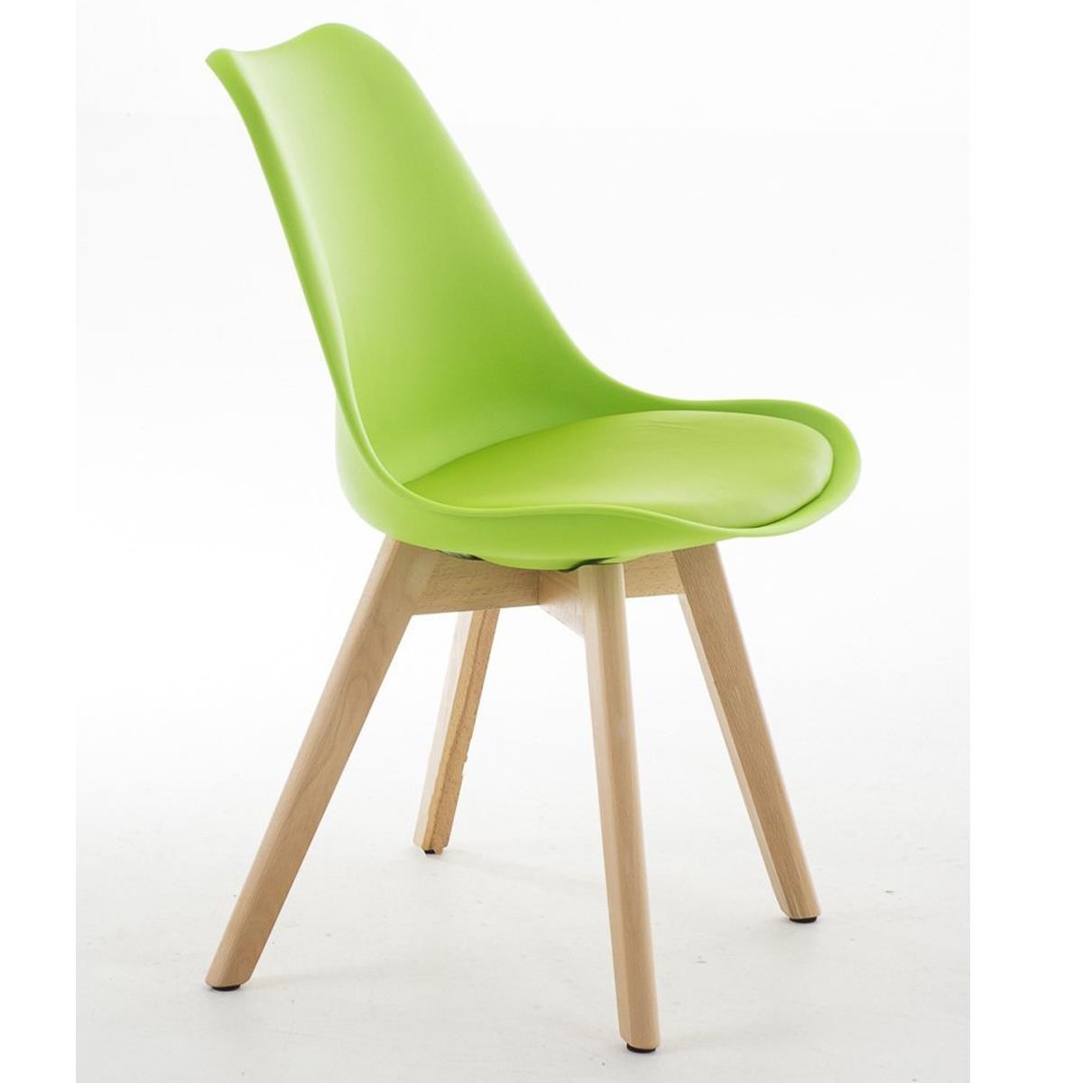 Silla de Diseño / Confidente BOSFORO, Patas de Madera Claras, Estructura en Plástico y Piel color Negro