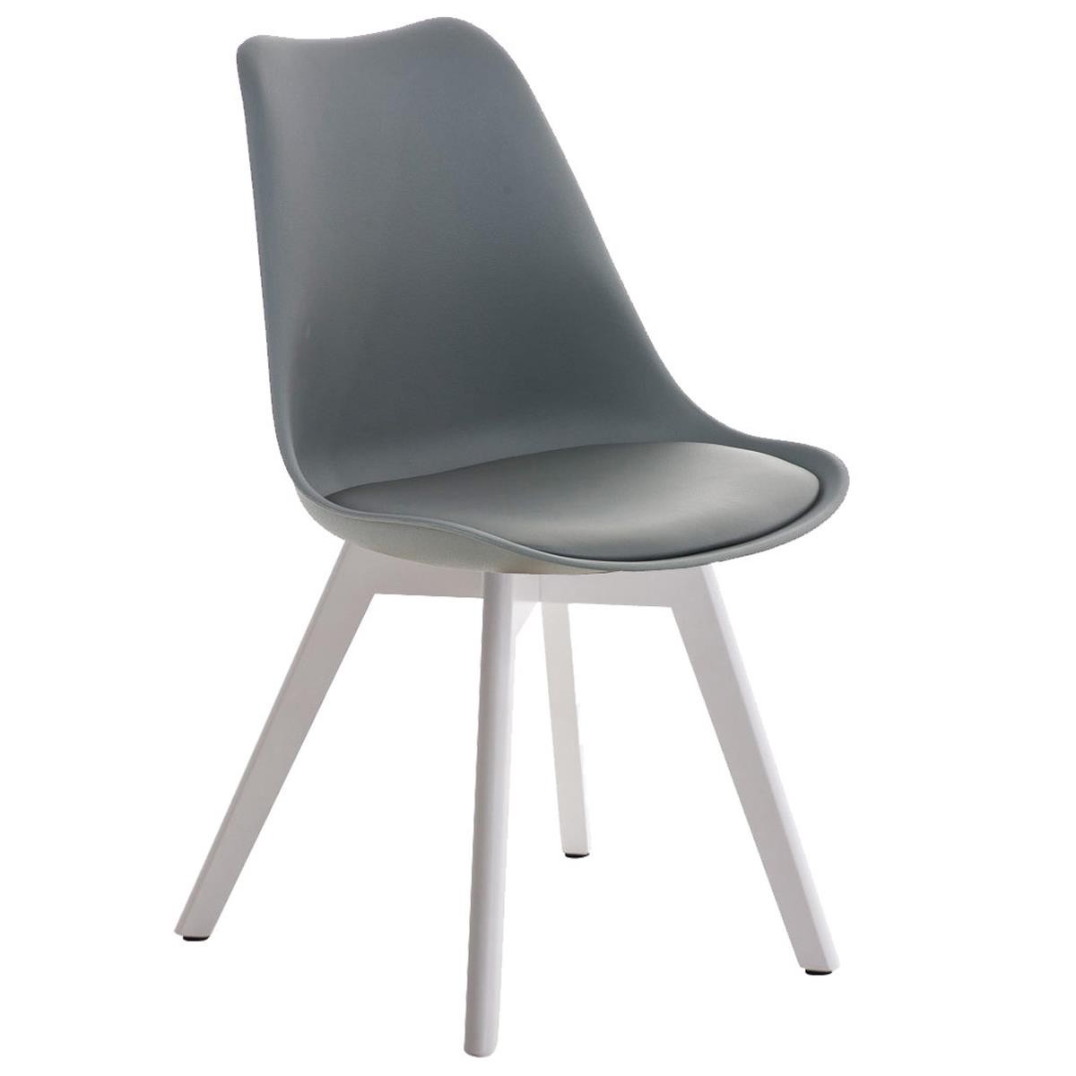 Silla de Diseño / Confidente BOSFORO, Patas de Madera Blancas, Estructura en Plástico y Piel color Negro