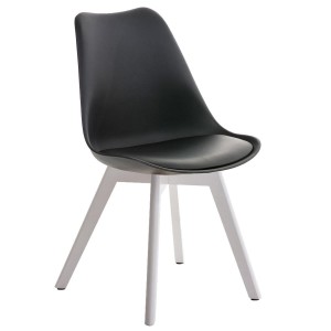 Silla de Diseño / Confidente BOSFORO, exclusivo diseño con patas blancas en piel color negro