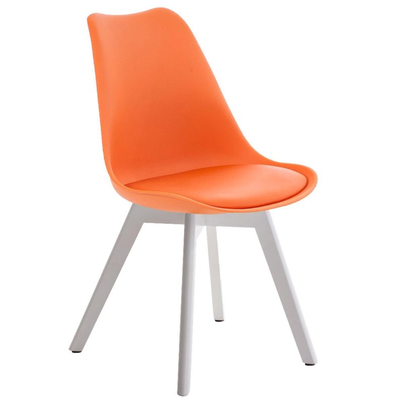 Silla de Diseño / Confidente BOSFORO, exclusivo diseño con patas blancas en piel color negro