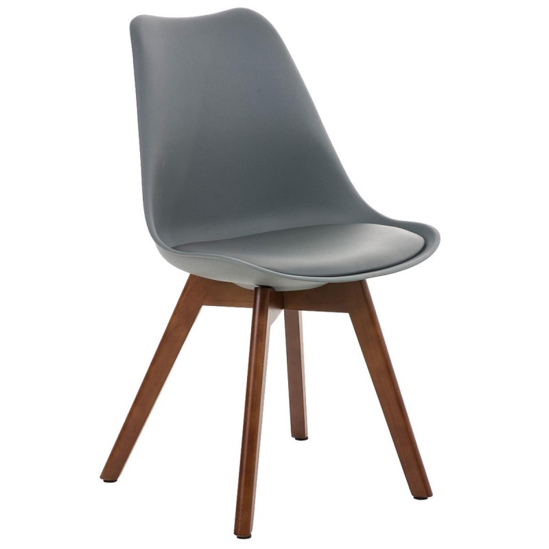 Silla de Diseño / Confidente BOSFORO, exclusivo diseño con patas en nogal en piel color negro