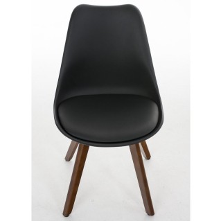 Silla de Diseño / Confidente BOSFORO, exclusivo diseño con patas en nogal en piel color negro 2