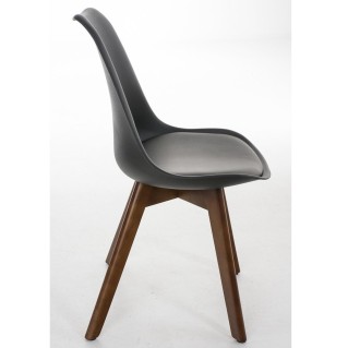 Silla de Diseño / Confidente BOSFORO, exclusivo diseño con patas en nogal en piel color negro 2
