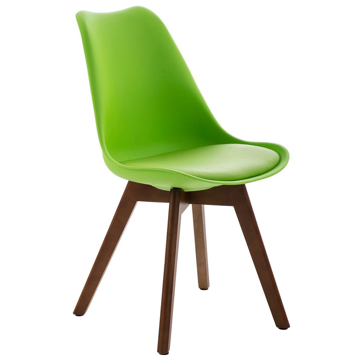 Silla de Diseño / Confidente BOSFORO, Patas de Madera en Nogal, Estructura en Plástico y Piel color Negro