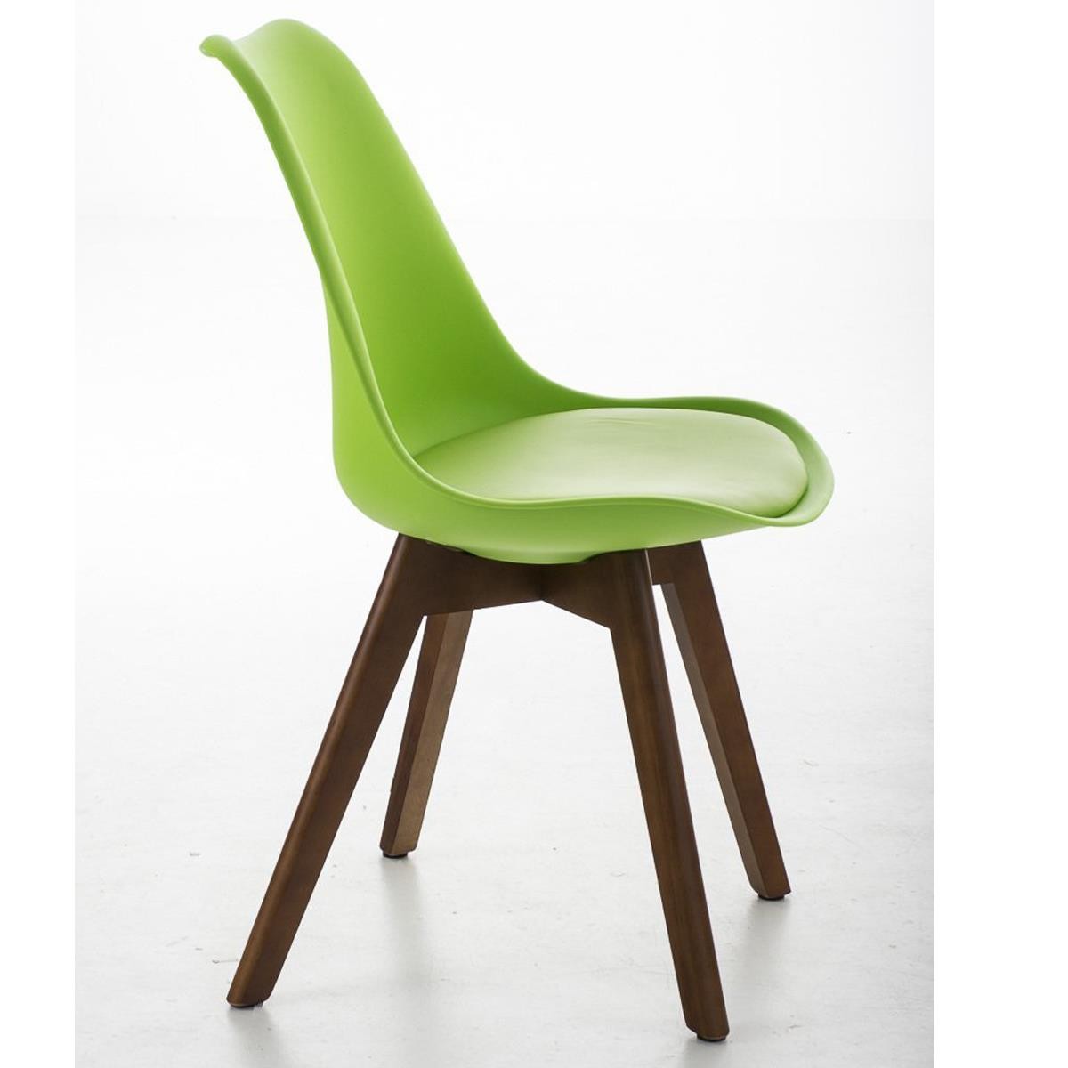 Silla de Diseño / Confidente BOSFORO, Patas de Madera en Nogal, Estructura en Plástico y Piel color Negro