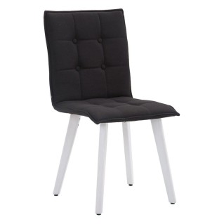 Silla de Confidente ERNY, patas blancas y tela negra