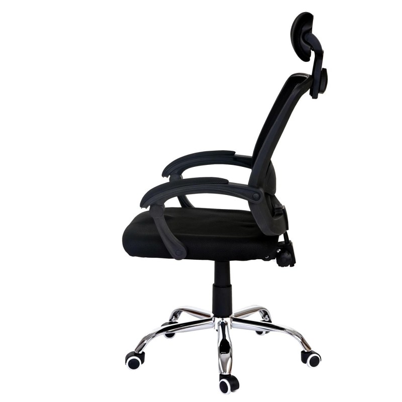 Silla Ergonómica DUNA, soporte lumbar y base de metal, en negro