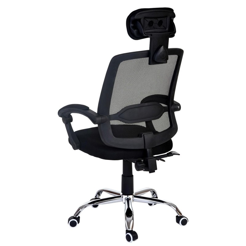 Silla Ergonómica DUNA, soporte lumbar y base de metal, en negro