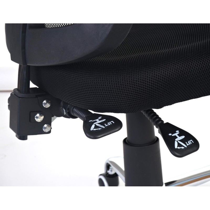 Silla Ergonómica DUNA, soporte lumbar y base de metal, en negro