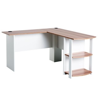 Mesa de ordenador DAVEN en madera color blanco y nogal