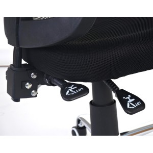 Silla Ergonómica DUNA, soporte lumbar y base de metal, en negro