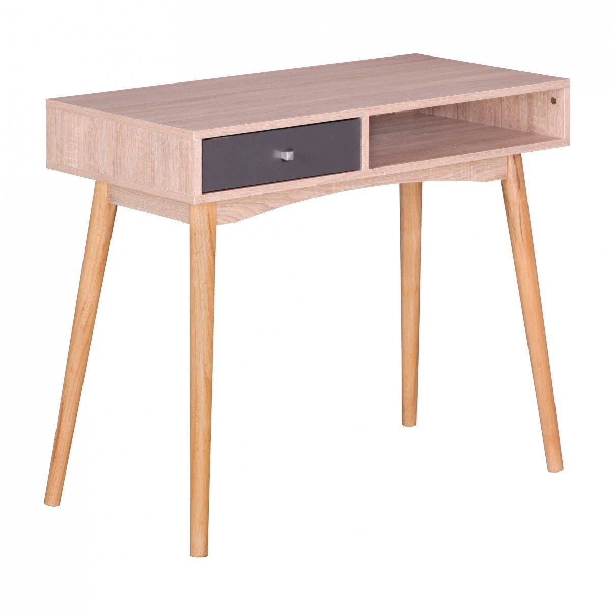 Mesa de Ordenador MEGAN, Diseño Escandinavo, Dimensiones 90x45x78 cm, en Madera color Roble