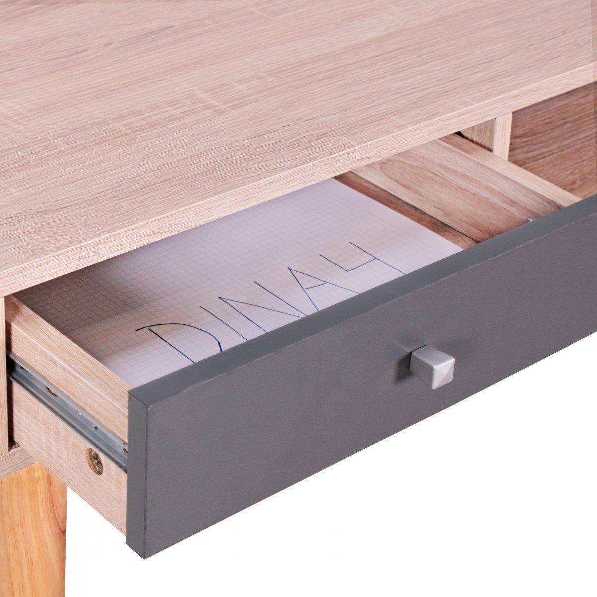 Mesa de Ordenador MEGAN, Diseño Escandinavo, Dimensiones 90x45x78 cm, en Madera color Roble