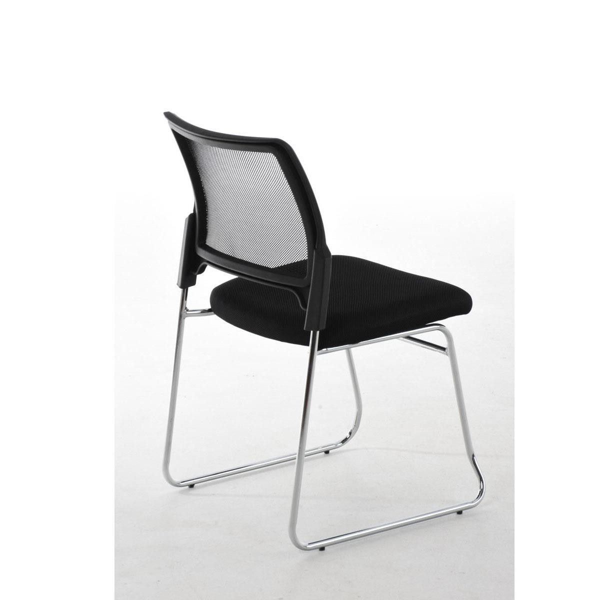Silla de Confidente CRANTON, Apilable, Estructura Metálica, Tela y Malla Transpirable en Negro