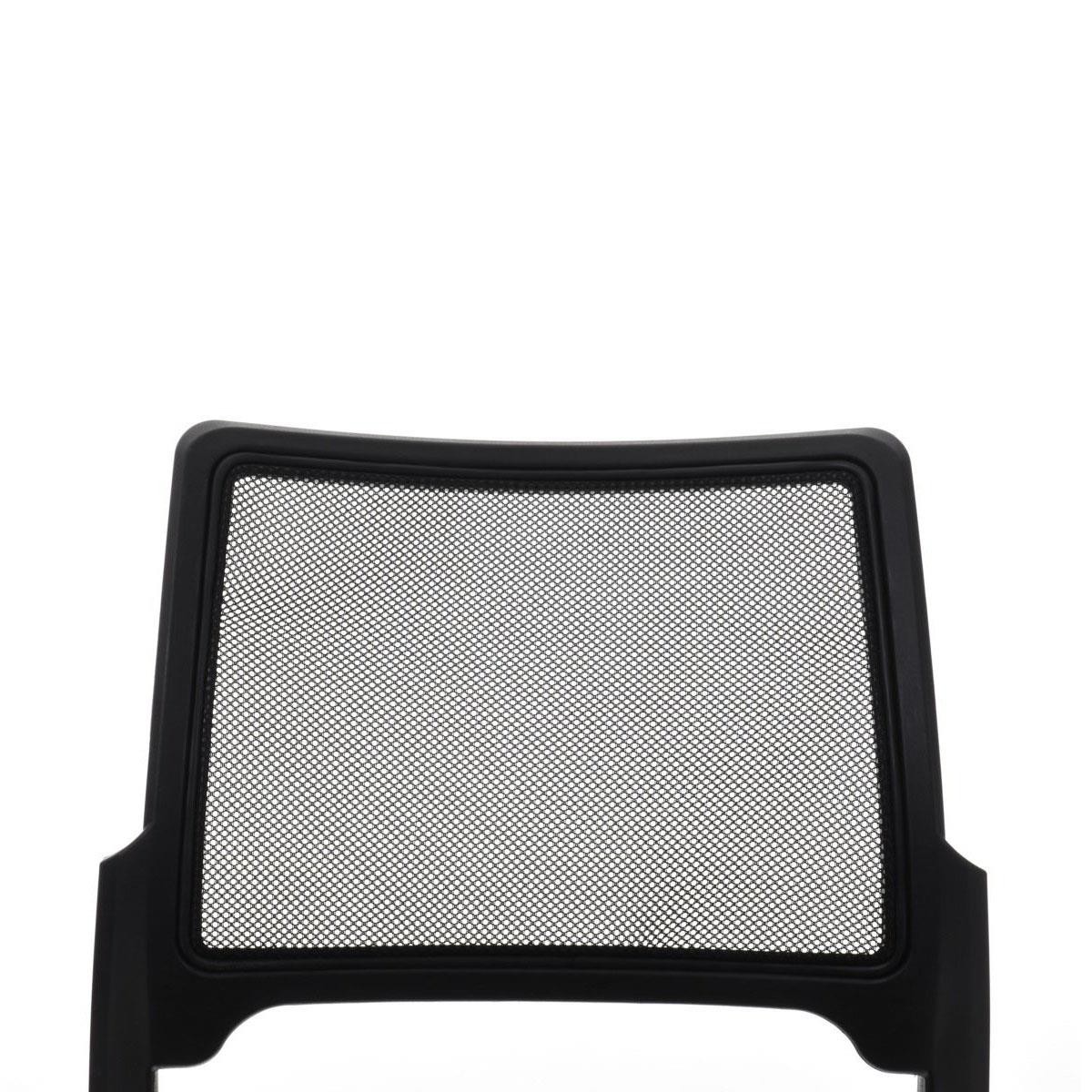 Silla de Confidente CRANTON, Apilable, Estructura Metálica, Tela y Malla Transpirable en Negro