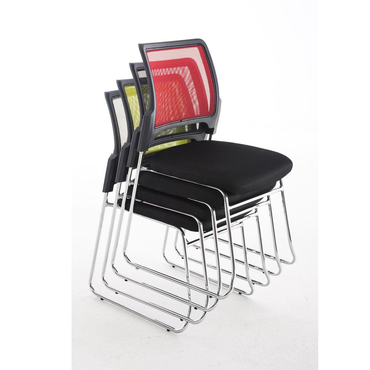 Silla de Confidente CRANTON, Apilable, Estructura Metálica, Tela y Malla Transpirable en Negro