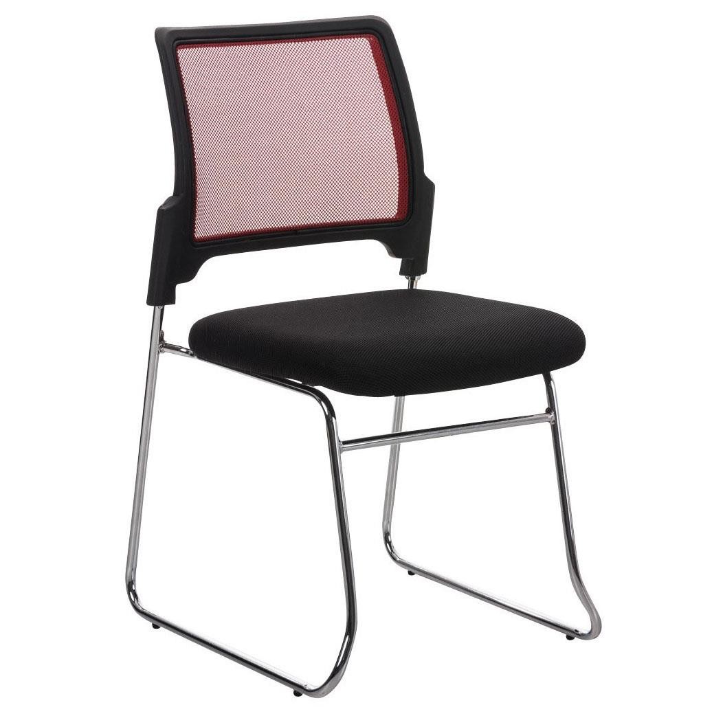 Silla de Confidente CRANTON, Apilable, Estructura Metálica, Tela y Malla Transpirable en Negro