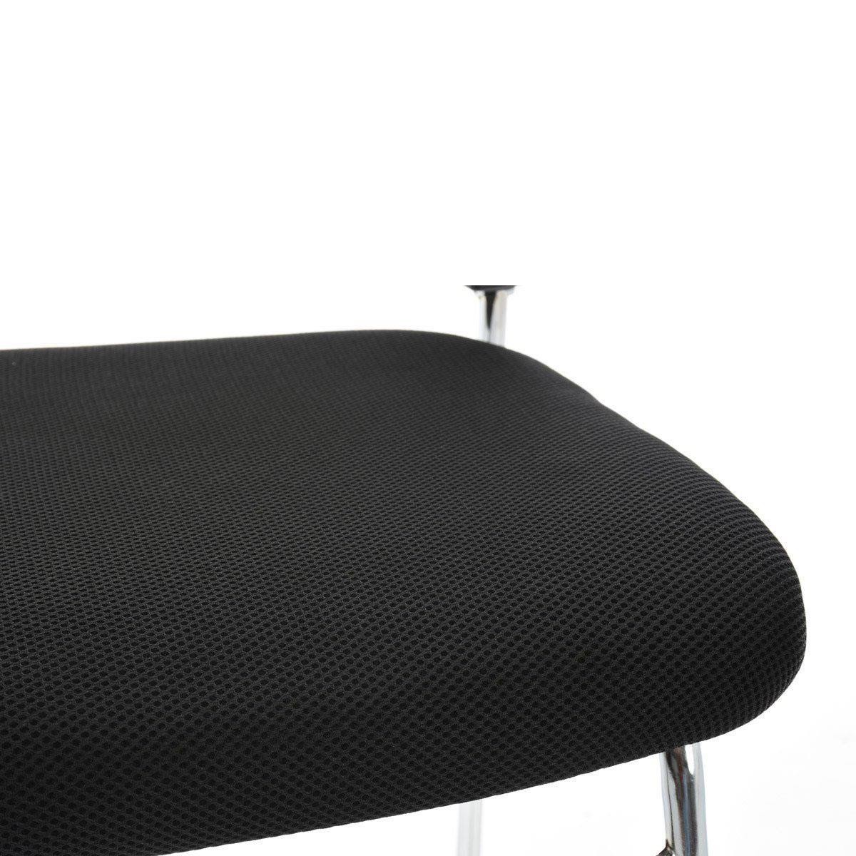 Silla de Confidente CRANTON, Apilable, Estructura Metálica, Tela y Malla Transpirable en Negro