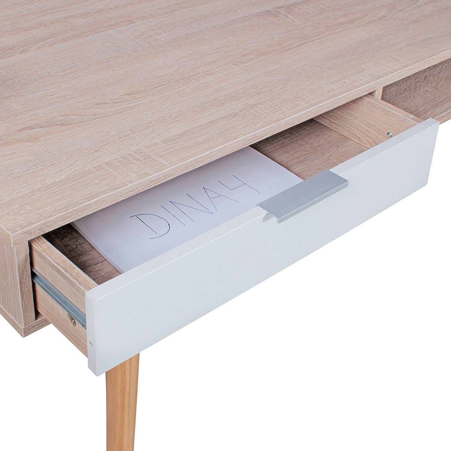 Mesa de Ordenador BERRY, Diseño Escandinavo, Dimensiones 120x55x79 cm, en Madera color Roble