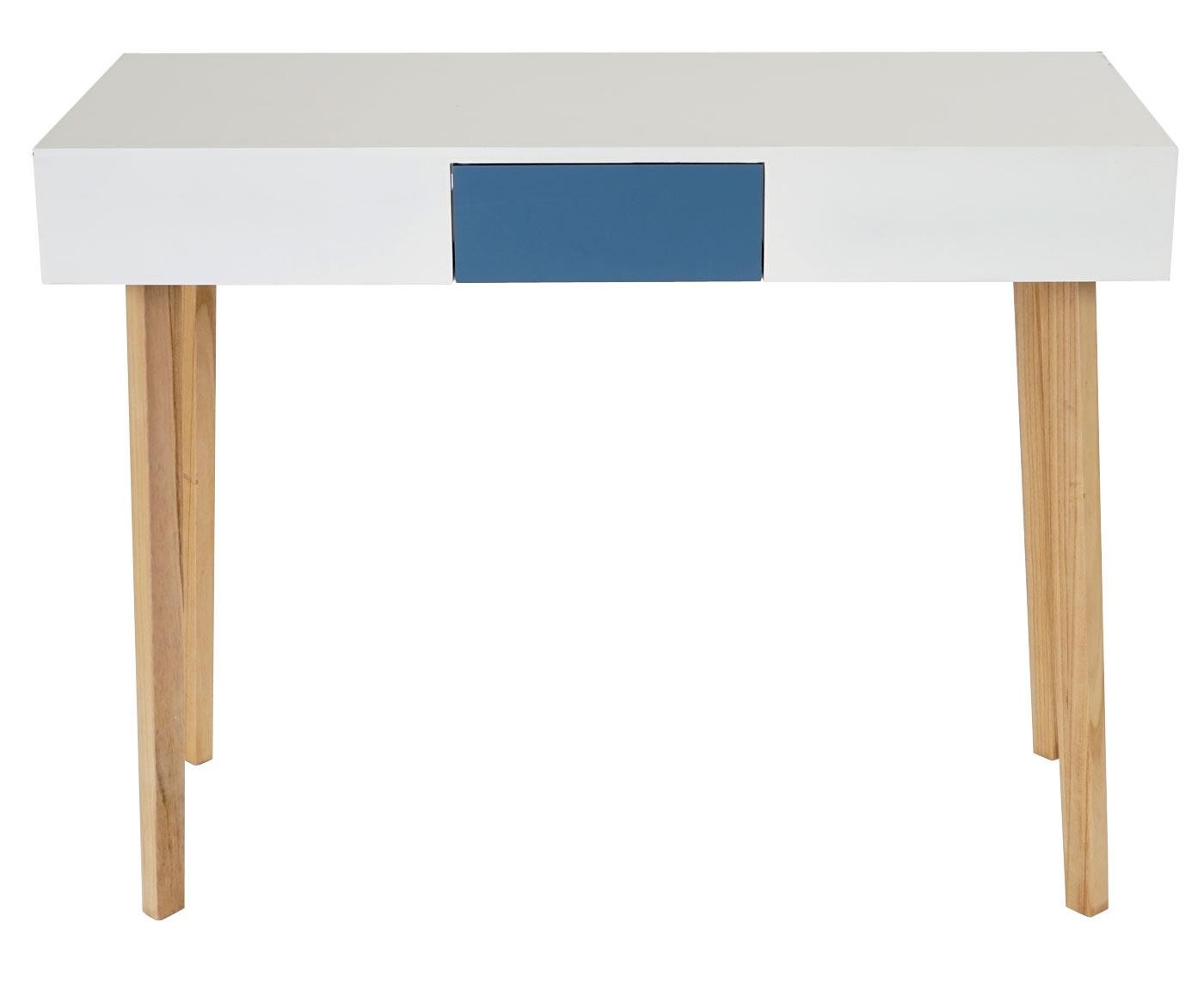 Mesa de Ordenador CONEL, Diseño Escandinavo, Dimensiones 120x55x82 cm, en Madera color Blanco