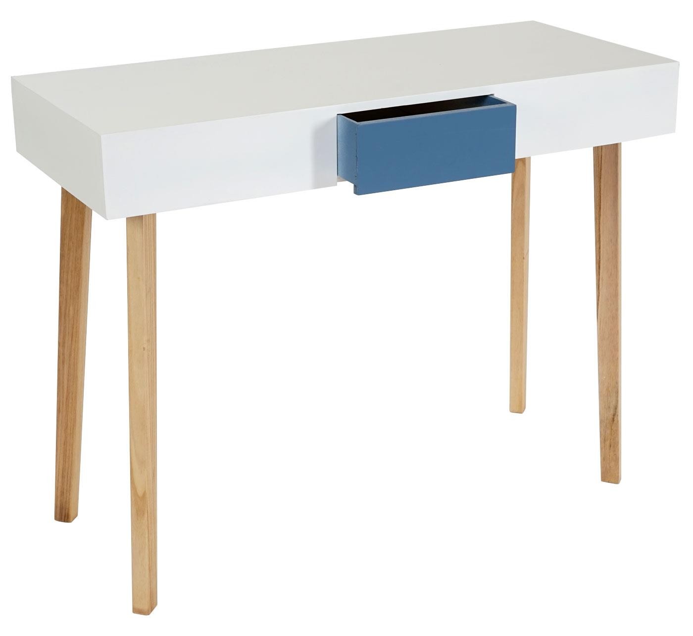 Mesa de Ordenador CONEL, Diseño Escandinavo, Dimensiones 120x55x82 cm, en Madera color Blanco