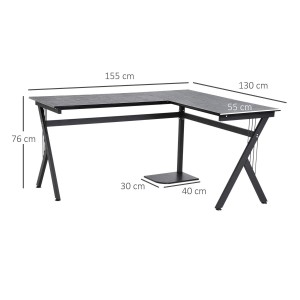 Mesa de ordenador ALASKA en madera color negro y dimensiones 155x130x76cm
