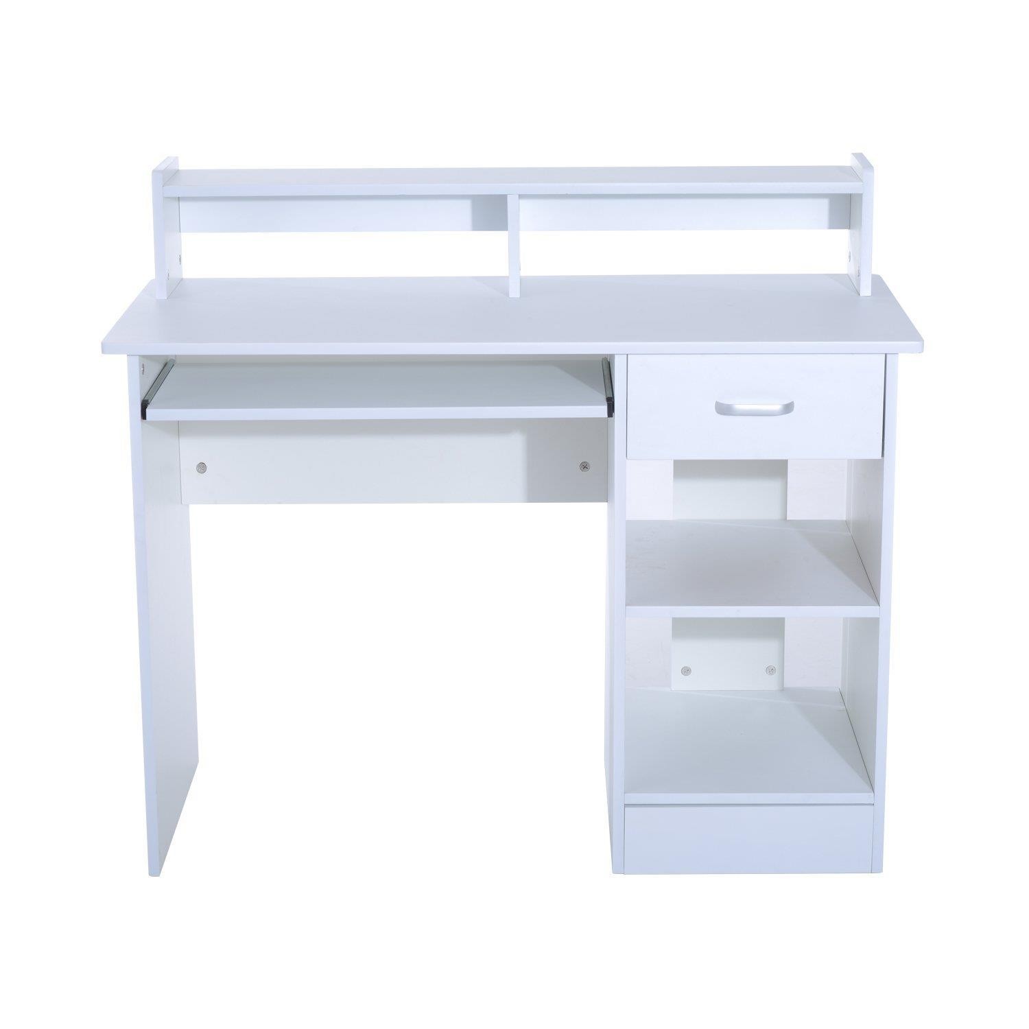 Mesa para ordenador ADEN, con Bandeja para Teclado, Dimensiones 106x50x93,5 cm, en Madera color Negro