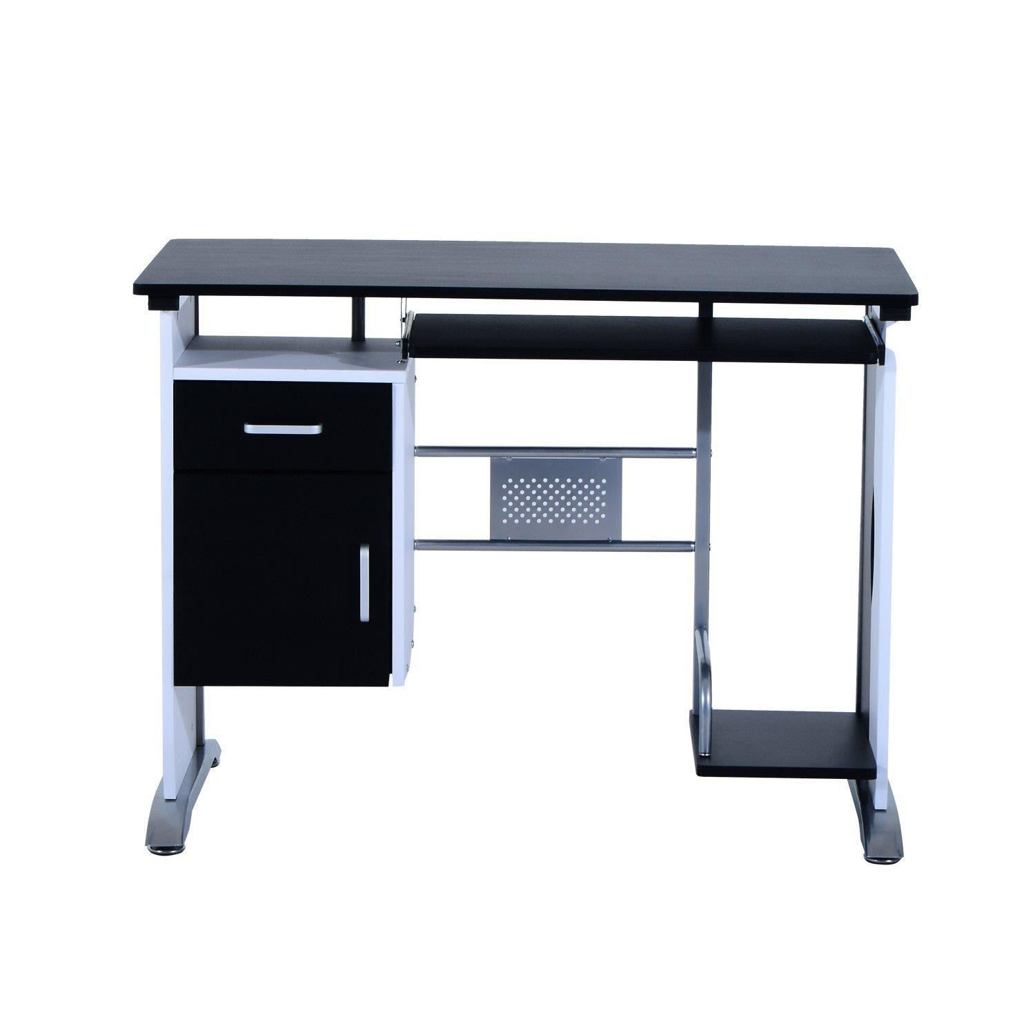 Mesa para ordenador SIAM, con Soporte para CPU y Cajones, 100x52x75cm, en Madera color Negro