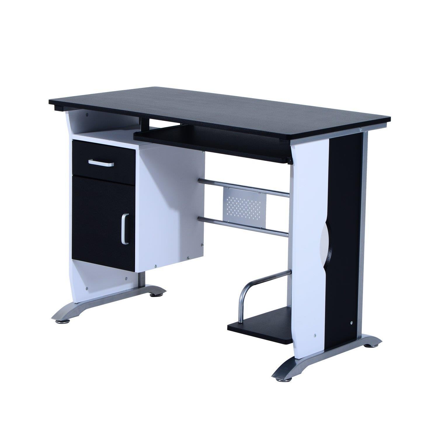 Mesa para ordenador SIAM, con Soporte para CPU y Cajones, 100x52x75cm, en Madera color Negro