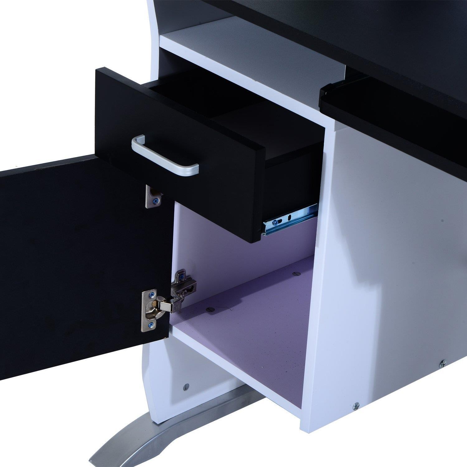 Mesa para ordenador SIAM, con Soporte para CPU y Cajones, 100x52x75cm, en Madera color Negro