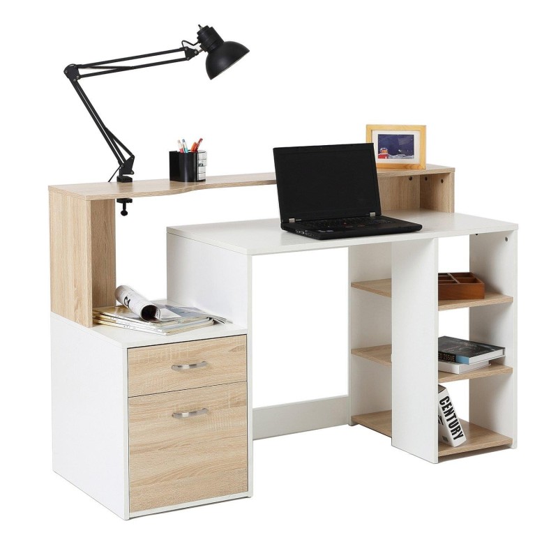 Mesa de ordenador BOTINA en madera color blanco y negro