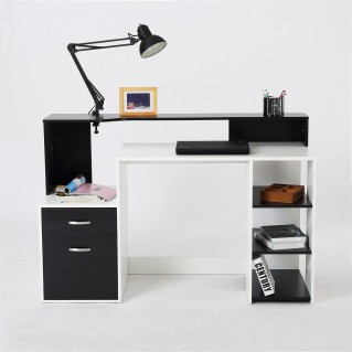 Mesa de ordenador BOTINA en madera color blanco y negro 2