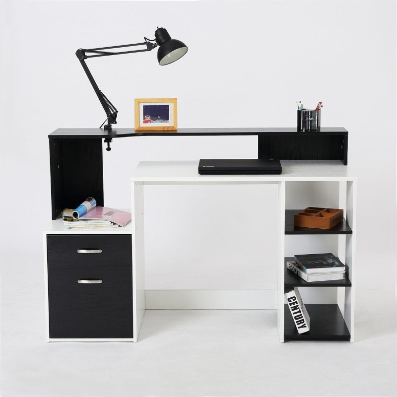 Mesa de ordenador BOTINA en madera color blanco y negro