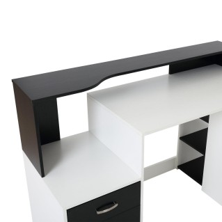 Mesa de ordenador BOTINA en madera color blanco y negro 2