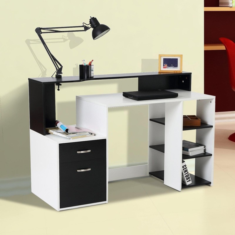 Mesa de ordenador BOTINA en madera color blanco y negro