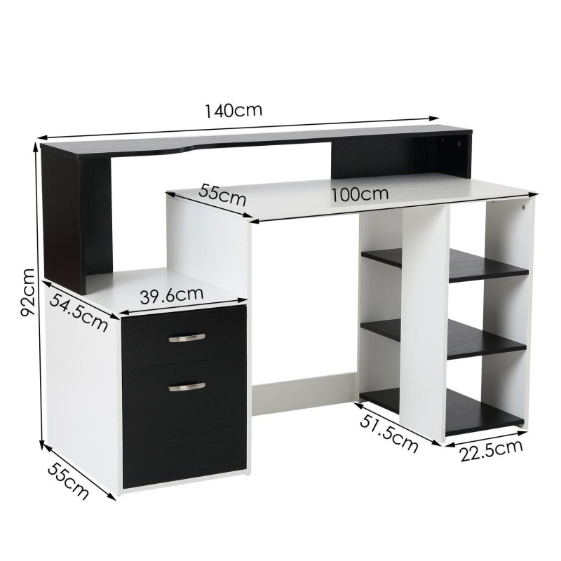 Mesa de ordenador BOTINA en madera color blanco y negro