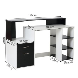 Mesa de ordenador BOTINA en madera color blanco y negro