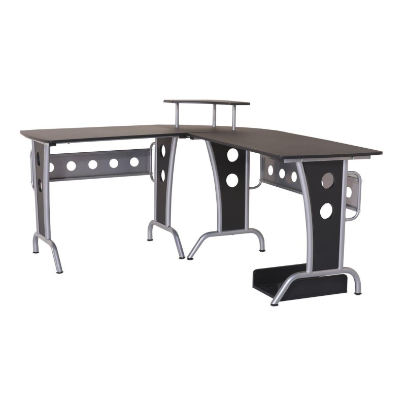 Mesa de ordenador KAMI en madera color negro y dimensiones 165x145x86 cm