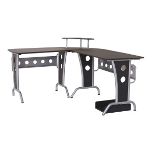 Mesa de ordenador KAMI en madera color negro y dimensiones 165x145x86 cm