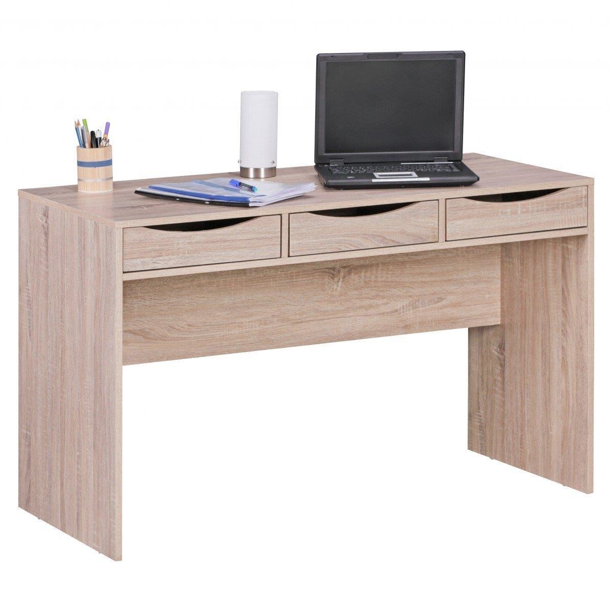 Mesa de Ordenador ABEL, Dimensiones 120x55x75 cm, en Madera color Roble
