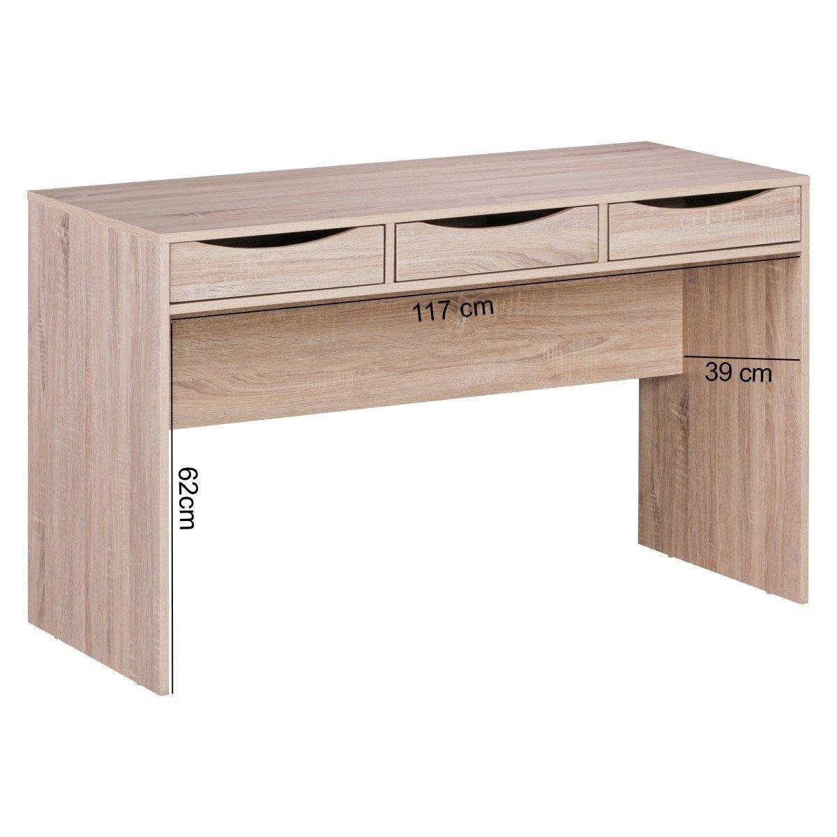Mesa de Ordenador ABEL, Dimensiones 120x55x75 cm, en Madera color Roble