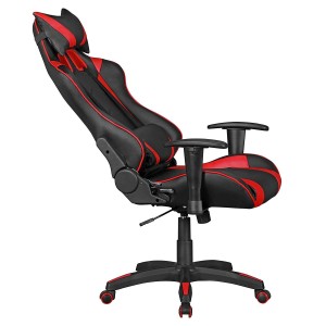 Silla gaming ORBY, reclinable, en piel negro y rojo