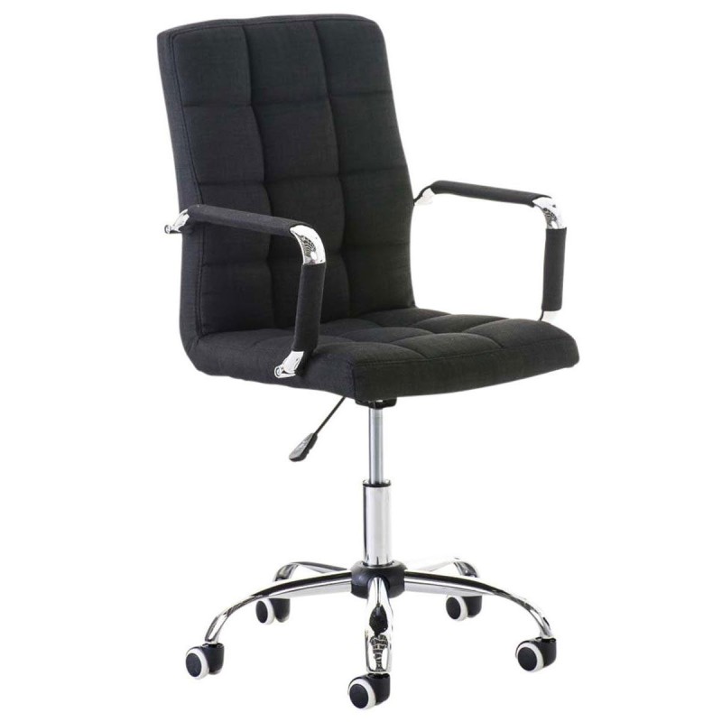 Sillón de oficina BRISTOL TELA, reposabrazos metálicos, color Negro