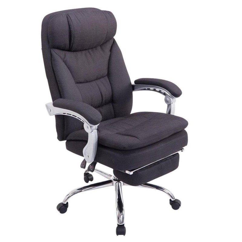 Sillón de Oficina AUSTIN, reclinable en varias posiciones y con reposapiés extensible en tela color negro