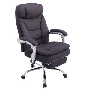 Sillón de Oficina AUSTIN, reclinable en varias posiciones y con reposapiés extensible en tela color negro