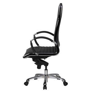 Silla de oficina BAVIERA, estructura cromada, cuero negro