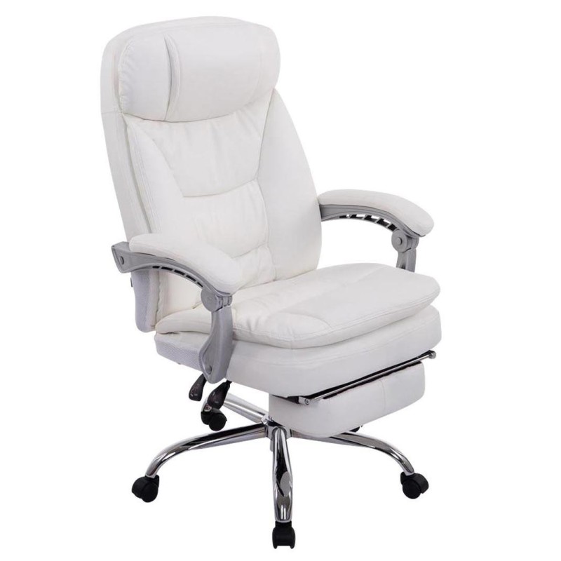 Sillón de Oficina AUSTIN PIEL, reclinable en varias posiciones y con reposapiés extensible en piel sintética color negro