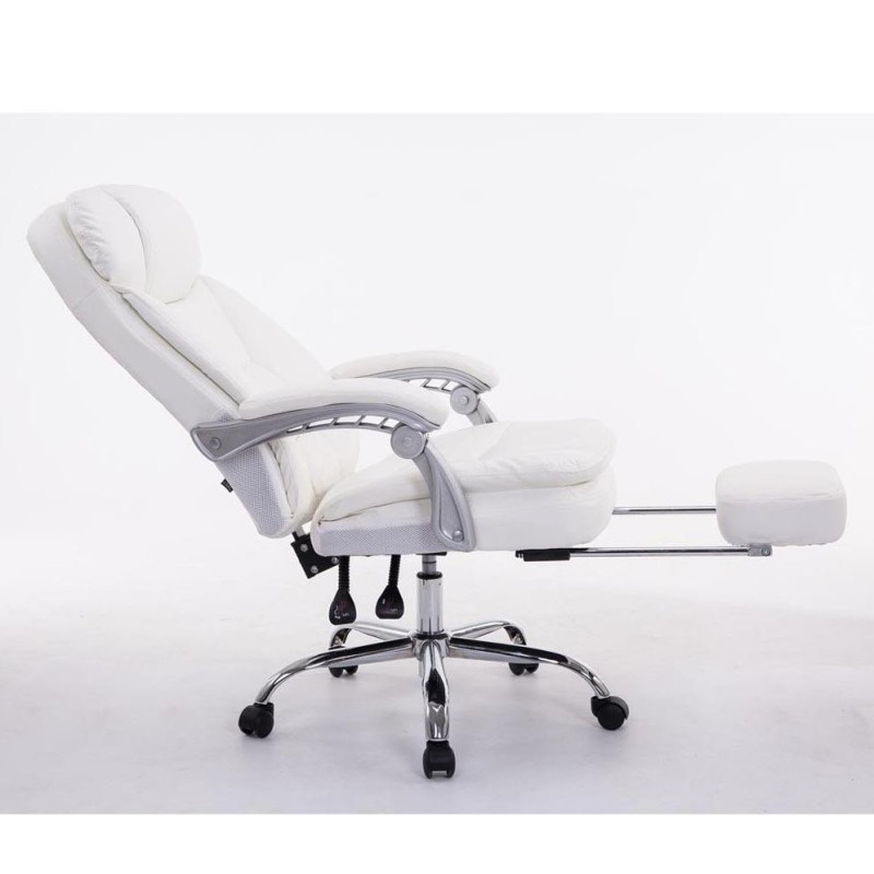 Sillón de Oficina AUSTIN PIEL, reclinable en varias posiciones y con reposapiés extensible en piel sintética color negro