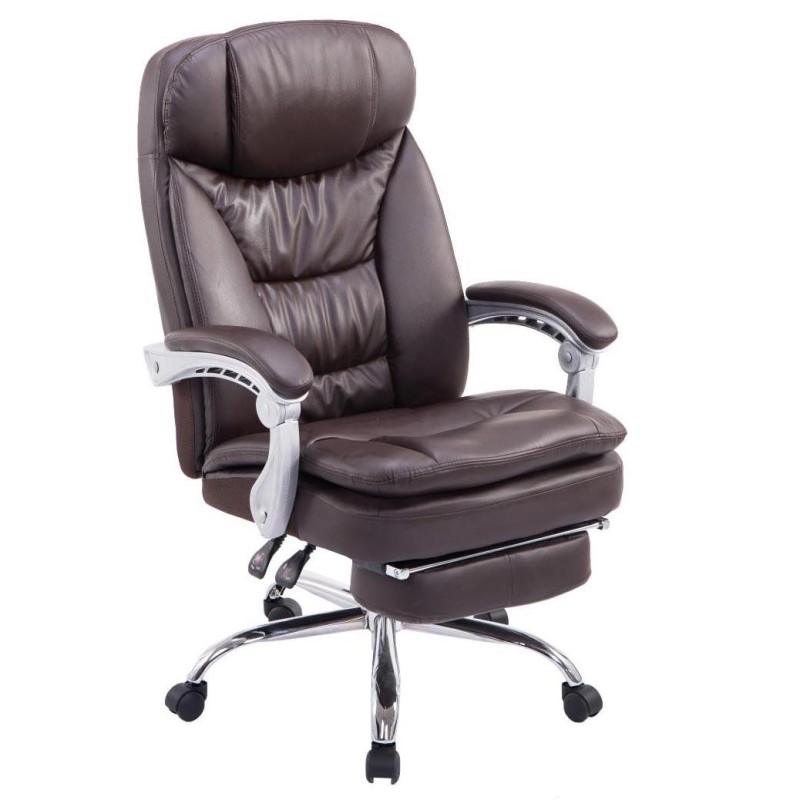 Sillón de Oficina AUSTIN PIEL, reclinable en varias posiciones y con reposapiés extensible en piel sintética color negro
